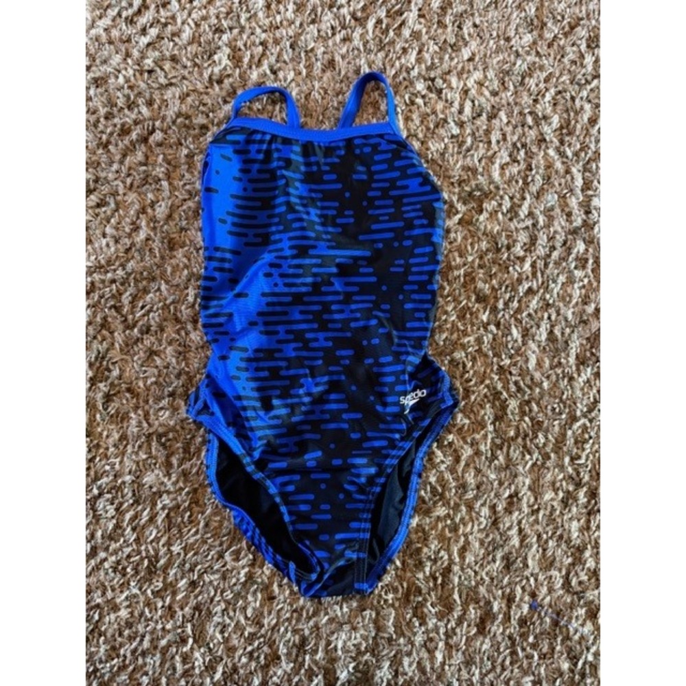 Speedo Pro LT Womens One Piece Swimsuit Size 28‎ (XS) Blue Black Print New